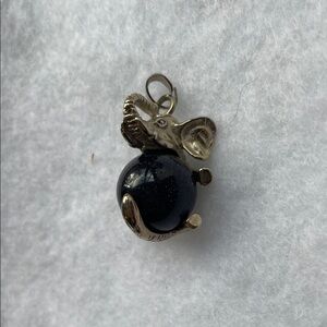 Elegant Elephant Pendant Fidget Spinner in Black and Silver